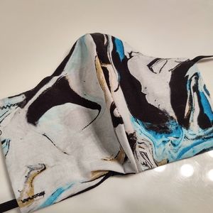 Women's Teen's Reversible Marbled Blue Face Mask